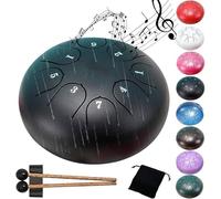 Rain Drum For Outside，Steel Tongue Drum 8 Notes 6 Inches Chakra Tank Drum Steel Percussion Padded Travel Bag And Mallets，Musical Education Entertainment Meditation Yoga Zen Gifts(Black)