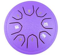 Rain Drum For Outside, Steel Tongue Handpan With Music Book, Garden Chime Percussion Instrument, 4.5 Inch 8 Notes Gift For Music Lovers Relaxation Meditation(Purple)