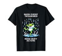 Rain event triggered: Mood buff active | Frog Pixel Art T-Shirt