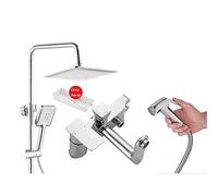 rain Fall Shower Shower Head and Hand Held Shower System 26cm Overhead Rain Shower Bathroom Exposed Twin Head Valve Set White
