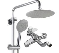 Rain Fall Shower Shower Head And Hand Held Shower System bath Mixer Shower 3-Function Handheld Shower Square Shower Mixer Shower System Bathroom Exposed Twin Head Valve Set Silver