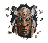 Rain God Mask Personalized Jigsaw Puzzles, 141 Pcs Wooden Jigsaw Puzzle Tiger Head Shape Puzzle Gift