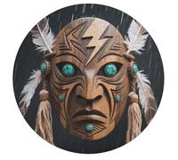 Rain God Mask Personalized Jigsaw Puzzles, 195Pcs Custom Wooden Jigsaw Puzzle Round Puzzle Gift Adult