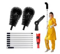 Rain Gutter Cleaning Tool - Stainless Steel 3, Telescopic Cleaner with Removable Brush Head, Multi-Angle Design for Removing Leaves, Dirt, Deposits | Roof, Window, Garden