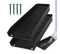 Rain Gutter Splash Block - Heavy-Duty Splash Block, Gutter Runoff Diverter | Durablee Water Control Tray for Downspout Drainage, 2pcs Prevent Soil Erosion with Nails for Water Diversion