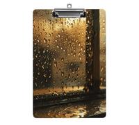Rain Hits The Window Clipboard, A4 Acrylic Clipboard with Hanging Hole, Ultra-Light Clip Board - Holds 100 Sheets, Shatterproof Document Holder for Office, 12.5" X 8.5"