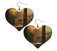 Rain Hits the Window Leather Earrings for Women Heart Earring Lightweight Dangle Drop Earring Set Jewelry Gift
