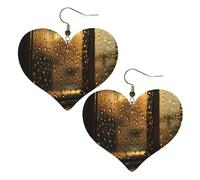 Rain Hits the Window Leather Earrings for Women Heart Earring Lightweight Dangle Drop Earring Set Jewelry Gift, One Size, No Gemstone