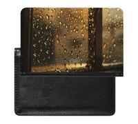 Rain Hits The Window Passport Holder with 3 Card Slots, Portable PU Leather Travel Wallet, Slim Protective Cover for Passport, ID, Credit Cards