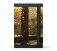 Rain Hits The Window Trifold Wallet Front Pocket,Small Wallets for Men And Women,Slim Wallet with Zipper Pocket