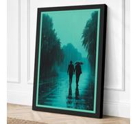 Rain in the City Modern Canvas Wall Art Print 24x16 Inch (61 x 41 cm)