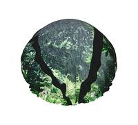 Rain In The Woods Print Women Shower Cap Bath Caps Waterproof Reusable With Elastic Band For All Hair Protection Shower Hat