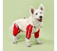 Rain Jacket for Dogs Doggy Raincoat with Leash Hole for Outdoor Adventures Walking (White Red,X-Large)