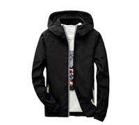 Rain Jacket Men's Waterproof Breathable Thin Lightweight Jacket Windbreaker Hood Winter Jacket Comfortable Sports Jacket with Reflective Zip Plain Leisure Fashion Coat 2025 New