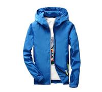 Rain Jacket Men's Waterproof Breathable Thin Lightweight Jacket Windbreaker Hood Winter Jacket Comfortable Sports Jacket with Reflective Zip Plain Leisure Fashion Coat 2025 New