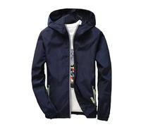 Rain Jacket Men's Waterproof Breathable Thin Lightweight Jacket Windbreaker Hood Winter Jacket Comfortable Sports Jacket with Reflective Zip Plain Leisure Fashion Coat 2025 New