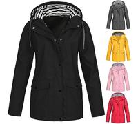 Rain Jacket Women with Hood Plus Size Waterproof Raincoats Lightweight Hooded Sportswear Solid Sunscreen Full Zip Windbreaker Outdoor Ladies Jackets for Dog Walking S-5XL