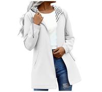 Rain Jacket Women, Women's Outdoor Waterproof Jackets Plus Size Long Sleeve Full Zip Striped Lined Hooded Windproof Water-Resistant Softshell Parka Jacket Coat With Pockets