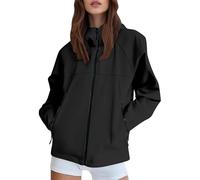 Rain Jacket Women's Waterproof Outdoor Jacket Breathable Long Raincoat Lined Light Jacket Windbreaker Transition Jacket Outdoor Zip Hiking Travel Trekking Bicycle Softshell Jacket, Black #3, L