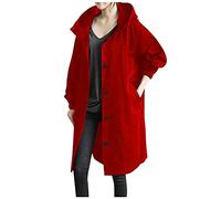 Rain Jackets for Women Casual Lightweight Waterproof Wind proof Buttons Hooded Raincoat Fashion Long Sleeve Windbreaker Outdoor Trench Jackets Oversized Fall Winter Coat Outwear