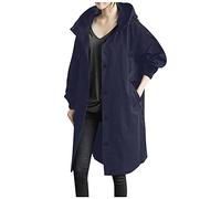 Rain Jackets for Women Casual Lightweight Waterproof Wind proof Buttons Hooded Raincoat Fashion Long Sleeve Windbreaker Outdoor Trench Jackets Oversized Fall Winter Coat Outwear