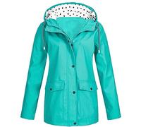 Rain Jackets for Women UK Striped Lined Hooded Jacket Lightweight Zip Up Raincoat Mid Length Windbreaker Plus Size Winter Coats Travel Outdoor Jacket Trench Coat with Pockets