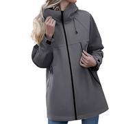 Rain Jackets for Women Uk Womens Raincoats Waterproof with Hood Oversize Solid Long Coat Loose Drawstring Full-Zip Hooded Casual Outdoor Raincoat with Packable Rain Jacket