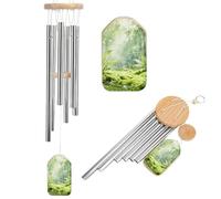 Rain Moistens The Green Forest Wind Chimes Outdoor Large Deep Tone,Double Sided Wind Chime Sympathy Wind-Chime Personalized with 6 Tuned Tubes, Elegant Chime for Garden Patio Balcony and Home