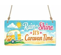 Rain or Shine It’s Caravan Time Metal Plaque - Retro Camper Wall Decor - Vintage Camping Sign - Gift for Motorhome Owners - Outdoor Travel Artwork cpt46