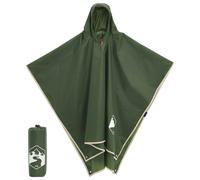 Rain Poncho 190T Polyester PU Coated Green 223x145cm 2-in-1 Picnic Blanket Gear