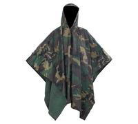 Rain Poncho Camouflage PVC-Coated Polyester Waterproof One Size Drawstring Hood