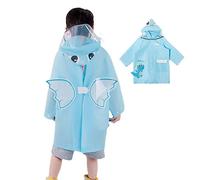 Rain Poncho for Kids Waterproof Hooded Raincoat EVA Lightweight Rainsuit Cute Cartoon Rainwear Childs Rain Jacket Cape for Boys Girls Blue Dinosaur 5-6 Years
