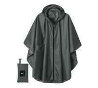 Rain Poncho Jacket Coat Hooded for Adults with Pockets, Deep Grey, One Size