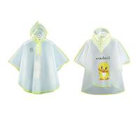 Rain Poncho Kids Waterproof Raincoats for Boys Girls, Lightweight PEVA Rain Cape with Large Hood Cute Rainproof Cape for Camping, Emergency Situations, Travel 4-7 Years Yellow