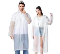 Rain Poncho Raincoats for Adults, 2 Pack EVA Reusable Rain Jacket Rainwear with Hoods and Sleeves, Waterproof for Emergency, Outdoors, Camping, Disney(Transparent)