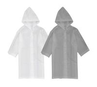 Rain Poncho Raincoats for Adults, 2 Packs Reusable Rain Jacket Rainwear with Hoods and Sleeves, Emergency Raincoats Waterproof Ponchos Lightweight, for Outdoors, Camping, Emergency, White, Gray