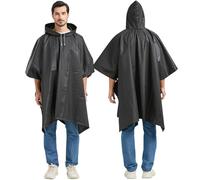 Rain Poncho Raincoats Waterproof for Adult, Family Pack Coats for Men Women, Reusable Jacket with Hood, Black