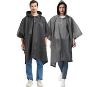 Rain Poncho Raincoats Waterproof for Adult, Family Pack Coats for Men Women, Reusable Jacket with Hood for Camping, Disney, Hiking, Travel, 1Gray+1Black