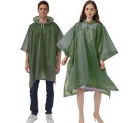Rain Poncho Raincoats Waterproof for Adult, Family Pack Coats for Men Women, Reusable Jacket with Hood for Camping, Disney, Hiking, Travel (Green)