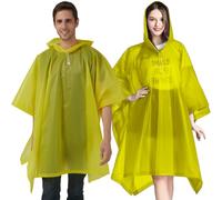 Rain Poncho Raincoats Waterproof for Adult, Family Pack Coats for Men Women, Reusable Jacket with Hood for Camping, Disney, Hiking, Travel (Yellow)
