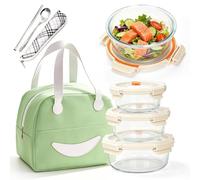 RAIN QUEEN 3-piece Round Bento Box Set with Lunch Bag Cutlery Soup Bowl Portable Lunch Box Set for School Work Picnic Travelling Leak Proof Food Storage Box
