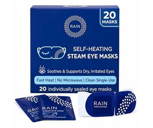 Rain Self Heating Steam Eye Mask for Dry Eyes - Warming Eye Compress with Moist Heat Therapy - Disposable Hot Compress Relief for Stye Treatment, Eye Fatigue & Dry Eye Relief (20 Pack)