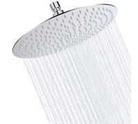 Rain Shower Head 12 Inch Round Showerhead Ultra Thin High Pressure Rainfall Shower Head Stainless Steel 304 Self Cleaning Silicone Full Body Coverage Modern Luxury Rainfall Showerhead