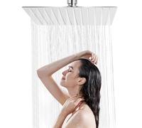 Rain Shower Head 304 Stainless Steel Replacement Rainfall Shower Heads 10'' High Pressure Rainfall Showerhead with Angle Adjustment Silicone Jets for The Ultimate Shower Experience Silvery (Square)