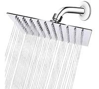 Rain Shower Head, NearMoon High Flow Stainless Steel Square Rainfall ShowerHead, High Pressure Design, Awesome Shower Experience Even at Low Water Flow (8 Inch, Chrome Finish)