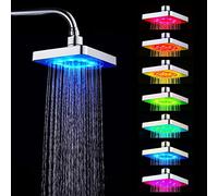 Rain Shower Head with 7 Colors LED Romantic Light, Water-Driven Waterfall Showerhead Color Changing, Square Modern Adjustable Shower Heads for Water Bath Home Bathroom