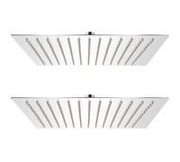 Rain Shower Heads 2 Pieces Stainless Steel Square 30 x 30 cm with 168 Nozzles, Anti-limescale Silicone Nozzles, Wall and Ceiling Mounting, Water Saving, High Pressure for Relaxing Shower Experience in