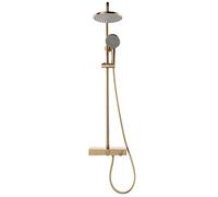 Rain Shower System 8 Inch Shower Faucet Set Complete Wall Mounted Shower Combo Set Brass Rain Mixer Shower with Tub Spout, 3 Mode Handheld Shower, Shower Head,Brushed Gold