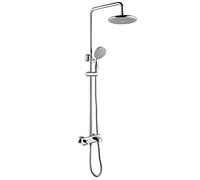 Rain Shower System Brass Shower Faucet Set Wall Mounted Shower Combo Set Double Handle Rain Mixer Shower with Waterfall Tub Spout, 3 Mode Handheld Shower, 8 Inch Shower Head,Chrome