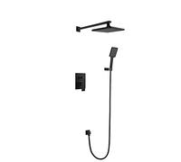 Rain Shower System Shower Faucet Set 26 * 19 Cm Rainfall Shower Head And Hand Held Shower Combo Set Wall-Mounted Matte Black
